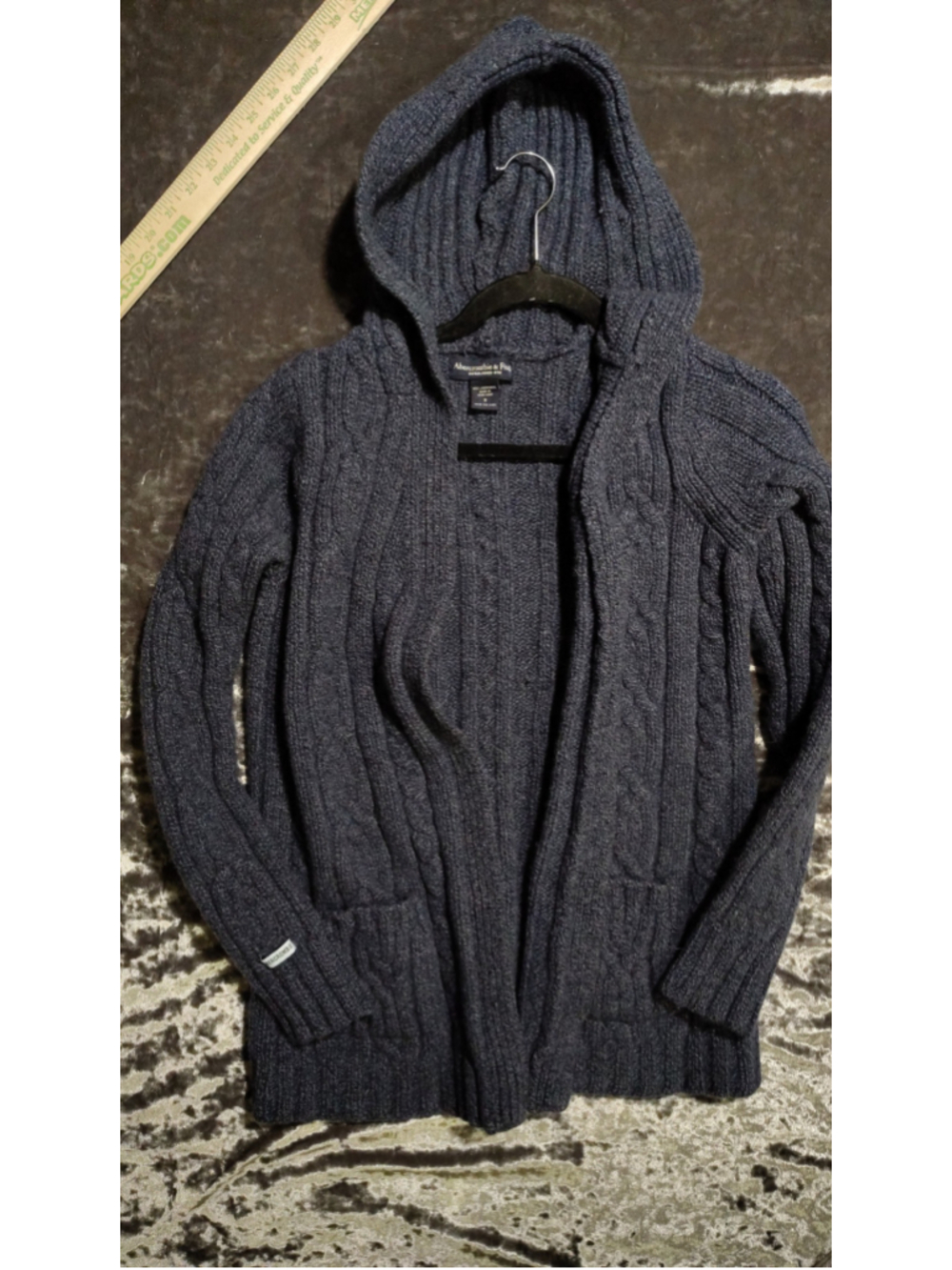Women's Abercrombie & Fitch Cable Knit Hooded Cardigan Blue Size S